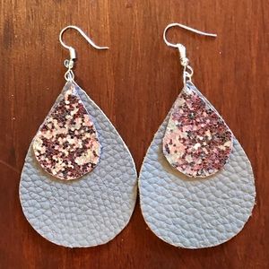 Faux leather dangle drop earrings